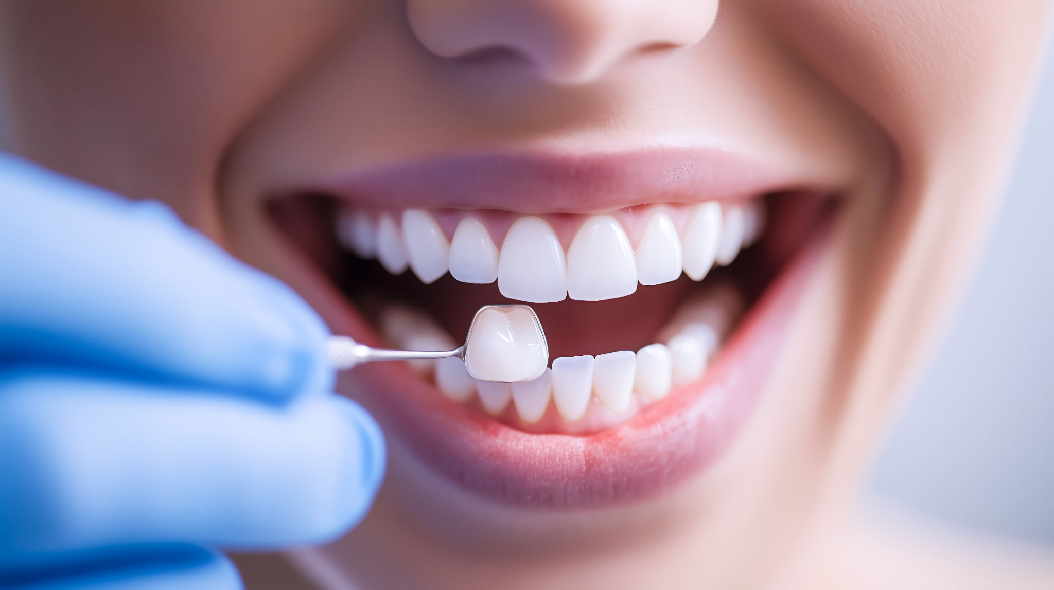 前歯にラミネートべニアを装着するイメージ