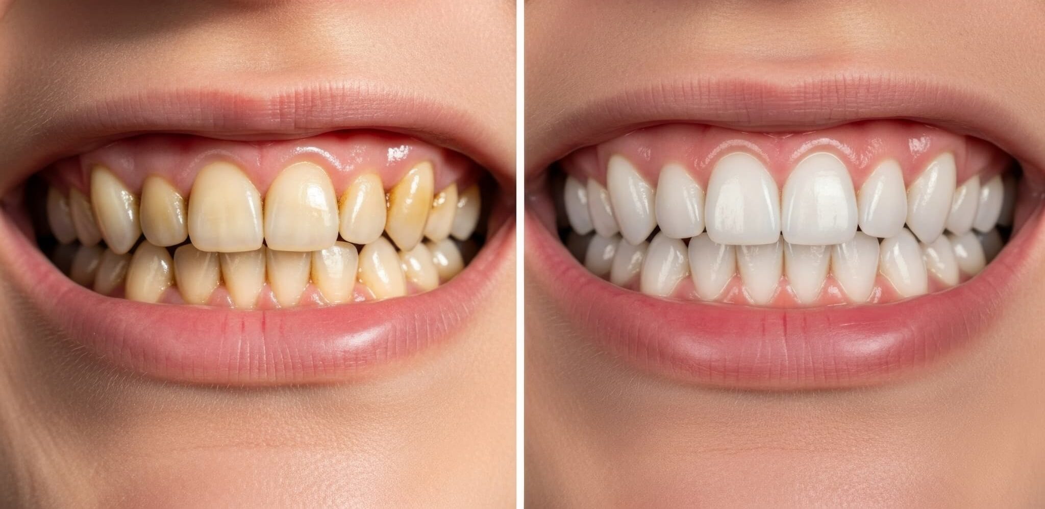 審美歯科の一つであるホワイトニングをした前後のイメージ