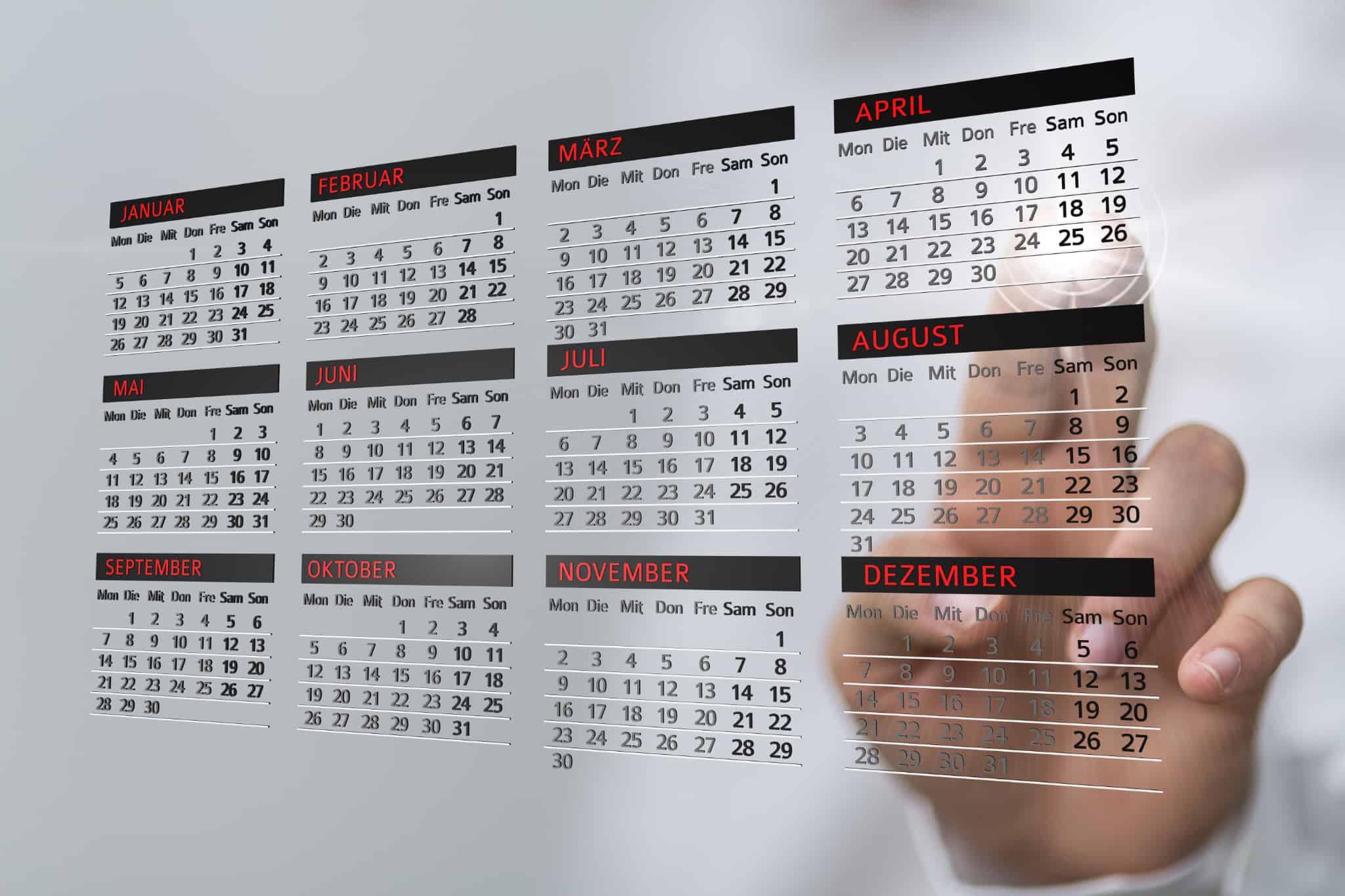 急速拡大装置の装着期間を年間カレンダーで示す指